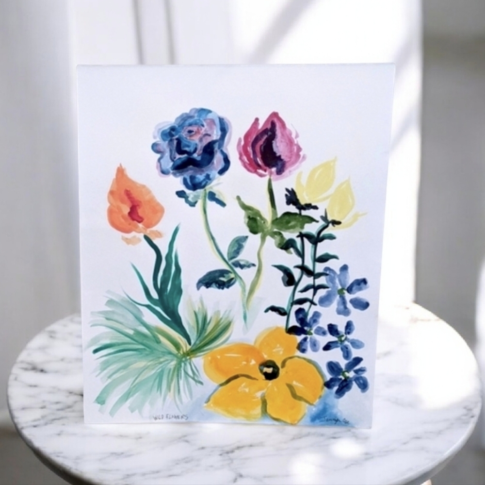 Original art signed Watercolor painting "Wildflowers" Fine Art